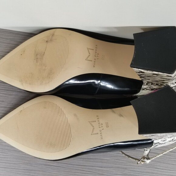 Marc Fisher Zullys Snake Embossed Mary Jane Pump, Black Leather, Womens Size 9 M - Picture 11 of 13